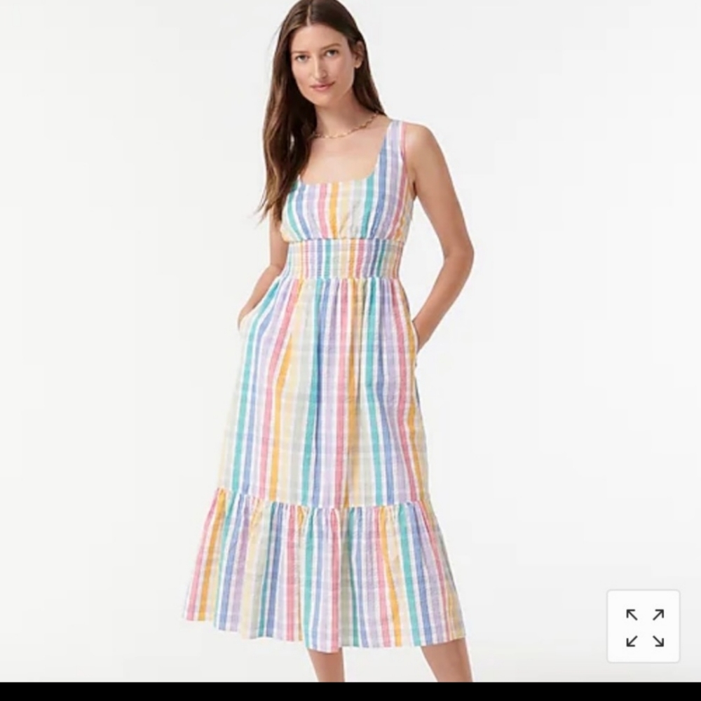 J. Crew Multicolor Striped Midi Dress